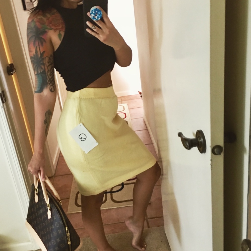 St. John yellow knit pencil skirt
